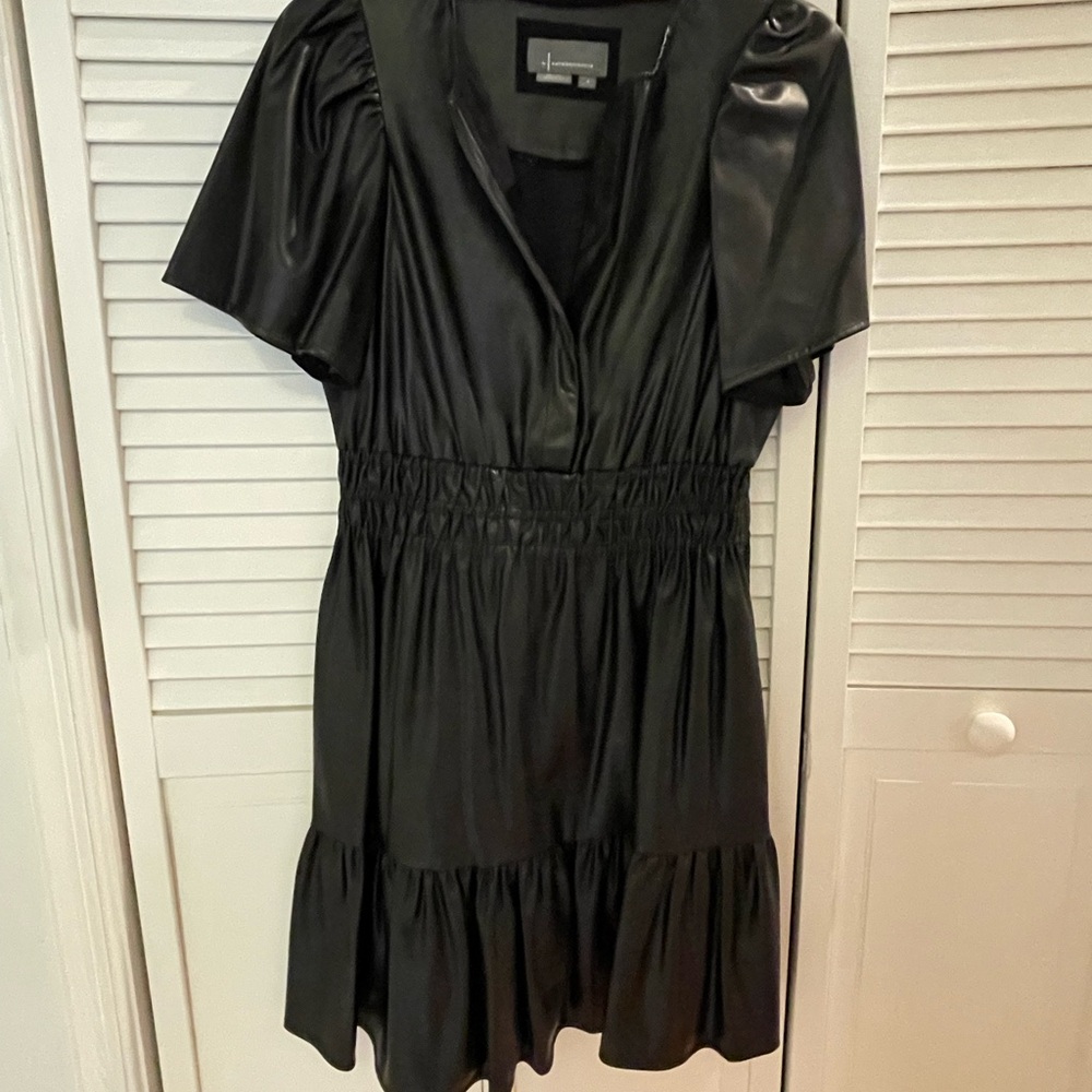 Anthropologie Black Puff Sleeve Mini Dress